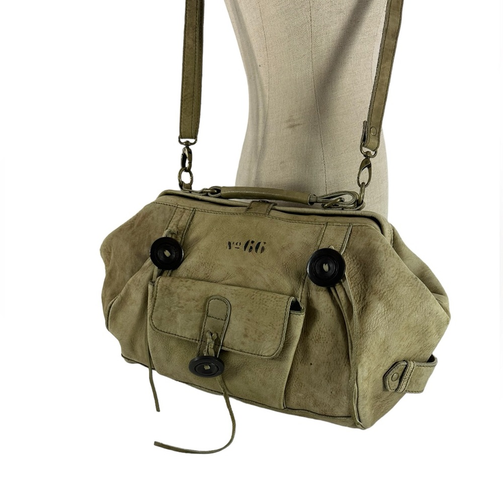 Genuine vintage LUCKY PENNY olive green Gladstone leather crossbody bag